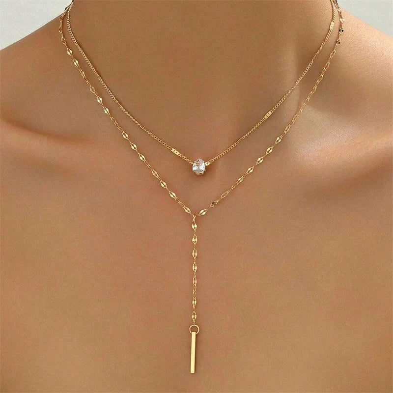 Double-Layered Chain Drop Necklace